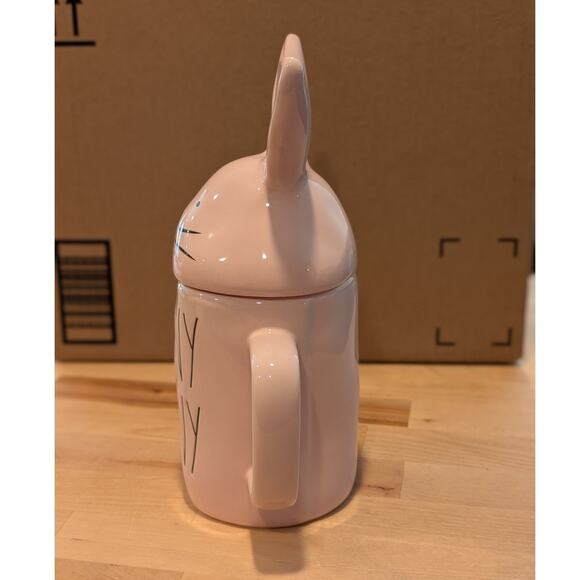Rae Dunn Magenta Hunny Bunny Pastel Pink Ceramic Coffee Tea Mug Bunny Ears Lid - Picture 6 of 10